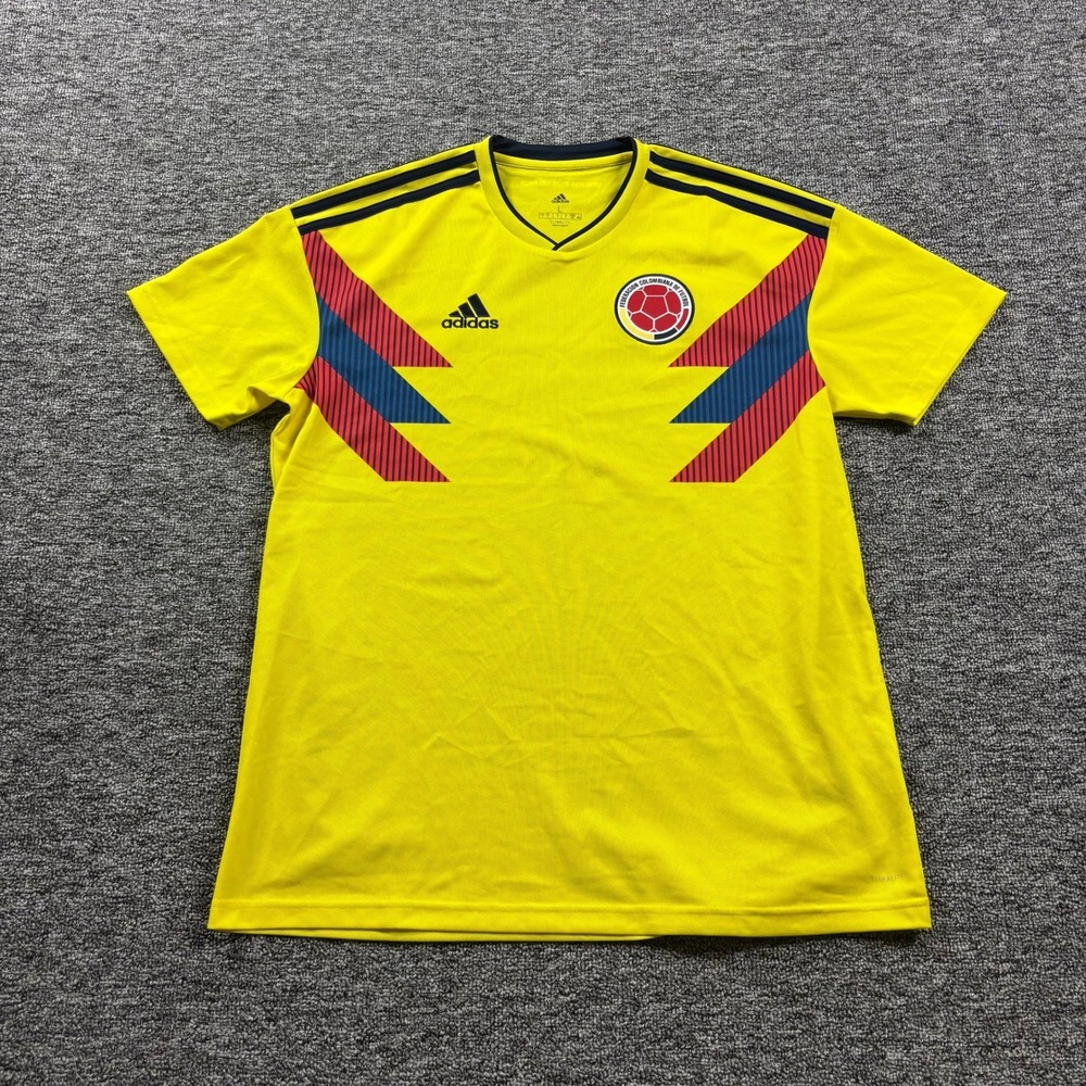 2018 Adidas Colombia National Team Soccer Jersey Size Large Yellow Climalite